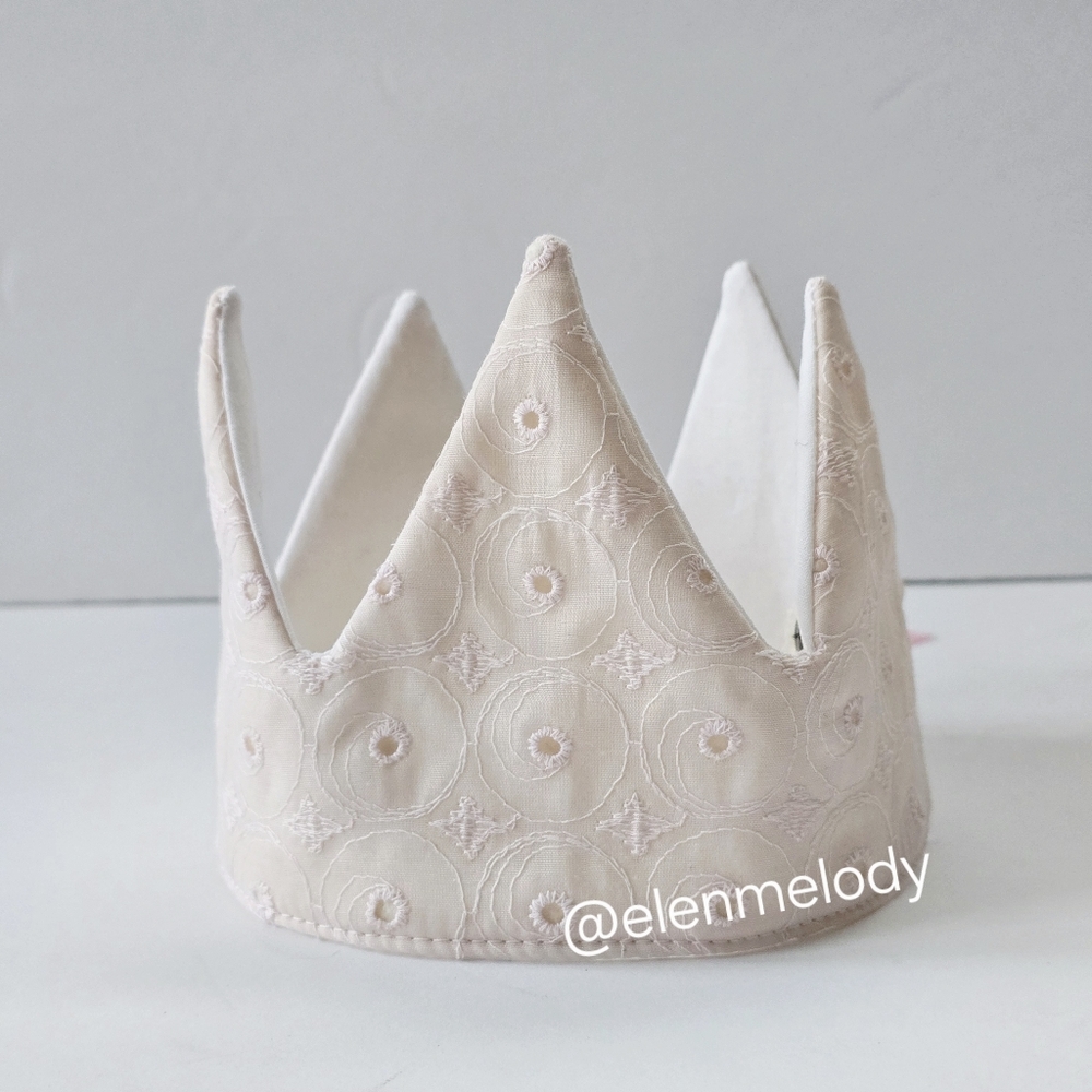 NEW Handmade Girl Dusty Pink Embroidered Lace Fabric Baby Birthday Crown